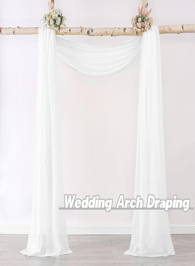 DONREN 144 Inches Long Window Scarf for Party - Luxury Soft Semi Sheer Scarf Valance for Wedding (1 Panel,White) - Image 2